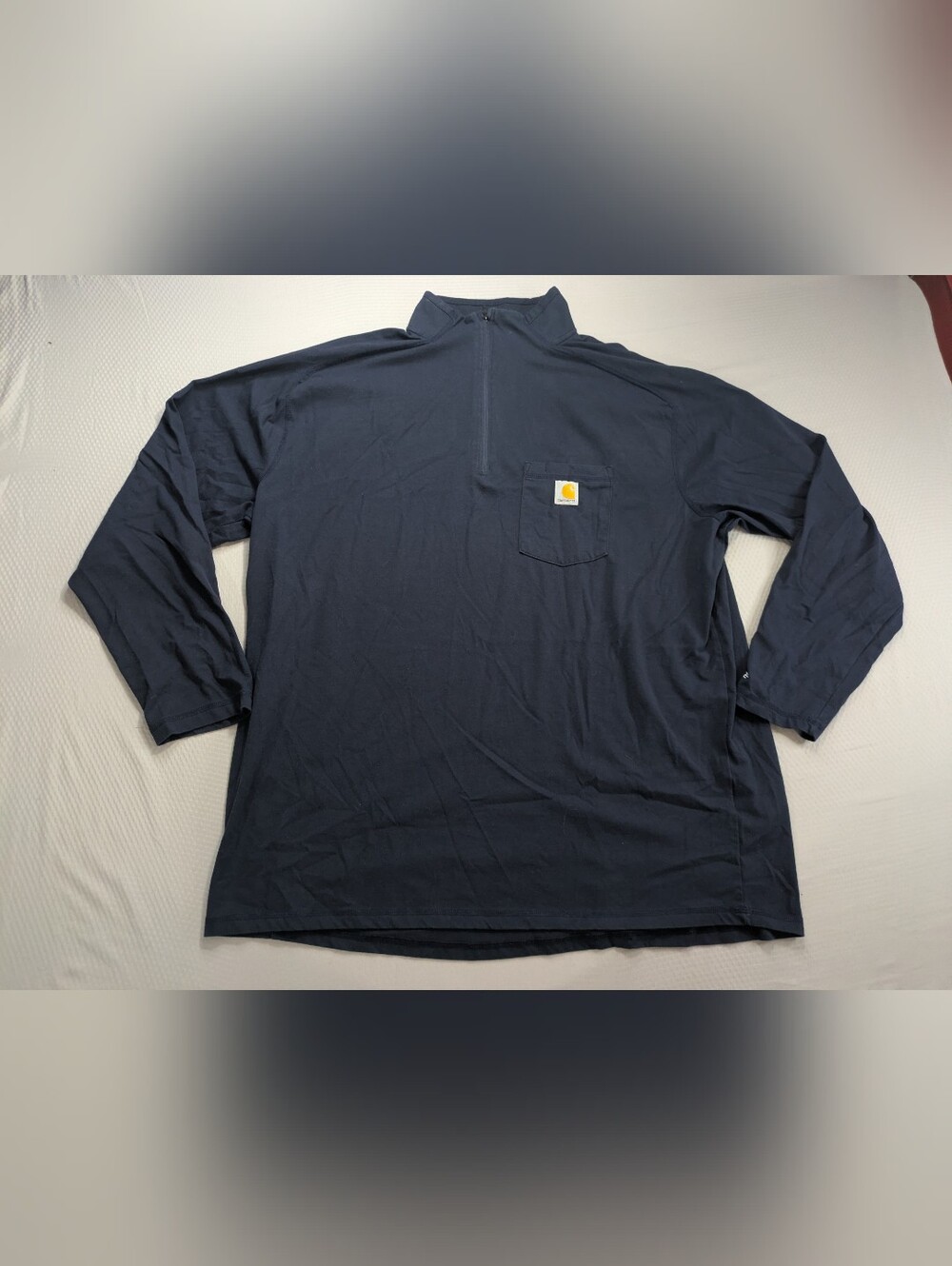Carhartt Force 2XL 1/4 Zip Relaxed Fit Shirt Long Sleeve Pullover Navy
